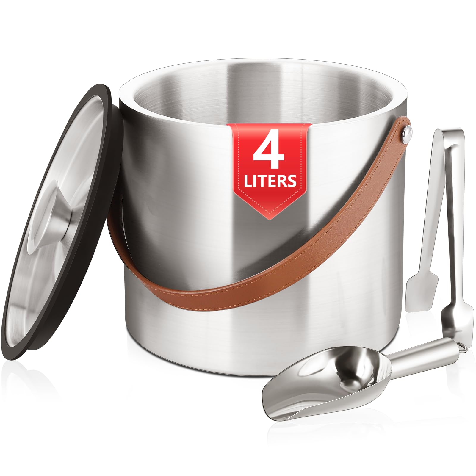 Bakpoco ice bucket with lid and tools for hygienic ice handling