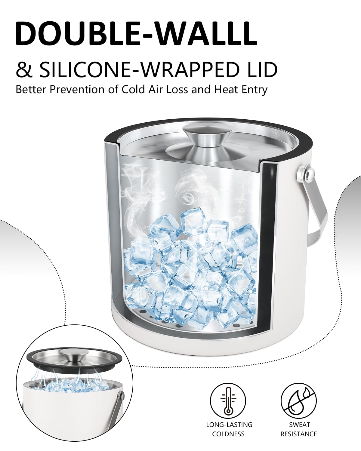Bakpoco ice tongs and scoop included for hygienic ice handling.