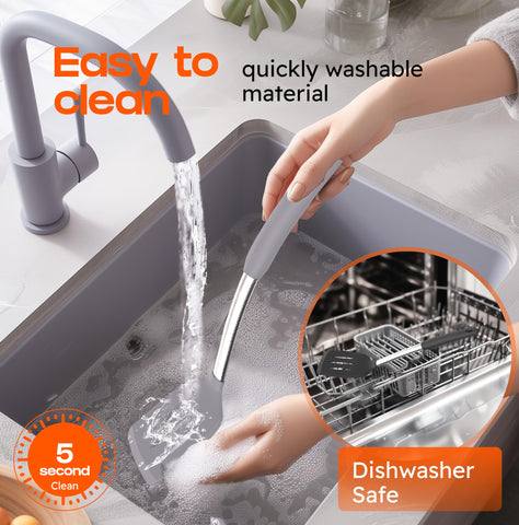 BakeRoyal gray dishwasher-safe spatula for quick cleanup after cooking.