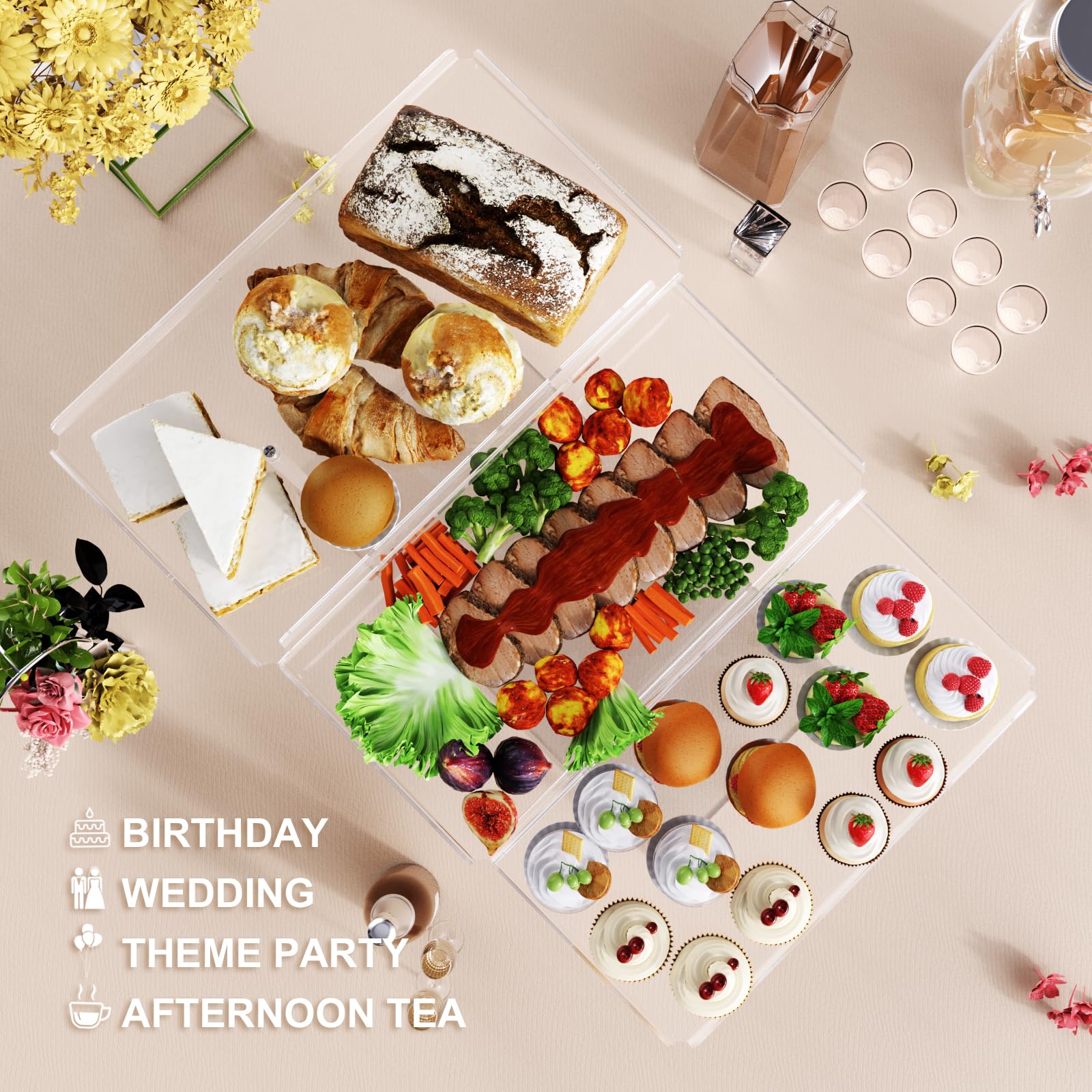 Bakzon dessert-table-display-set being unpacked emphasizes robust packaging protection.