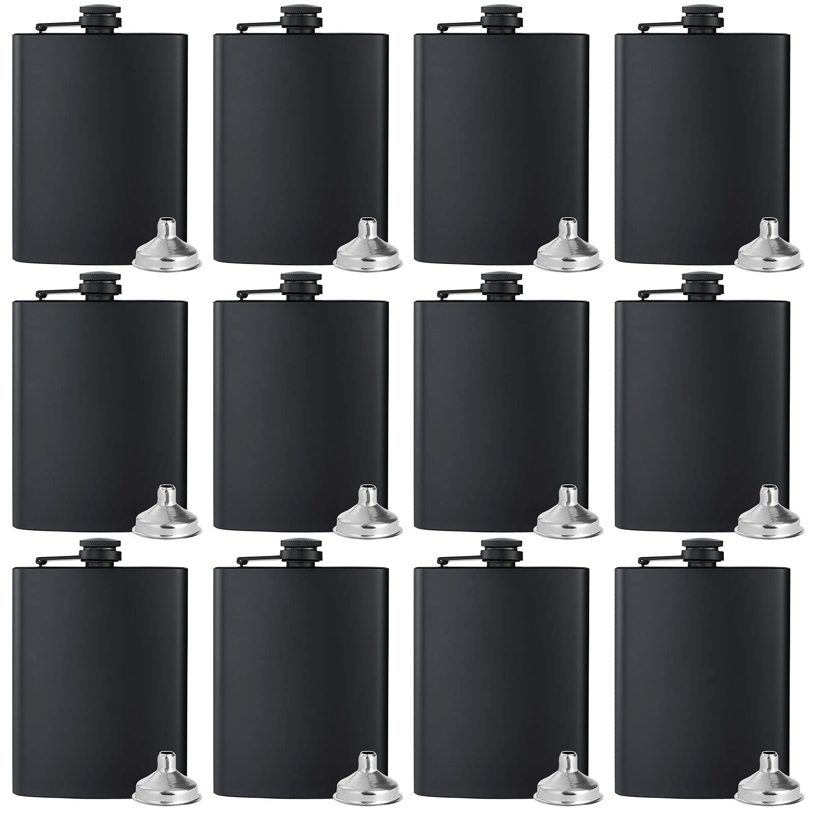 BALABALA hip flask 8oz matte black front view for portable enjoyment