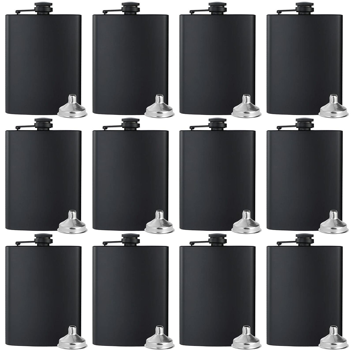 BALABALA hip flask 8oz matte black front view for portable enjoyment