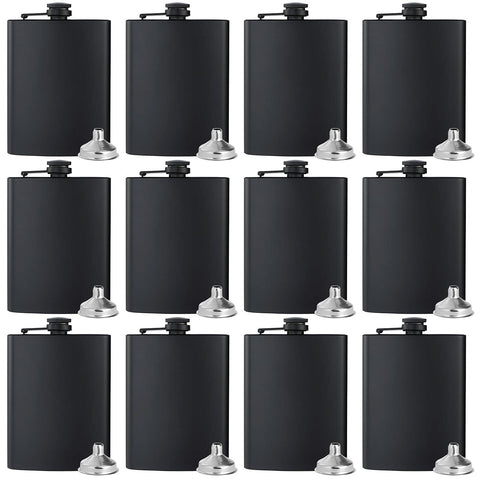 BALABALA hip flask 8oz matte black front view for portable enjoyment