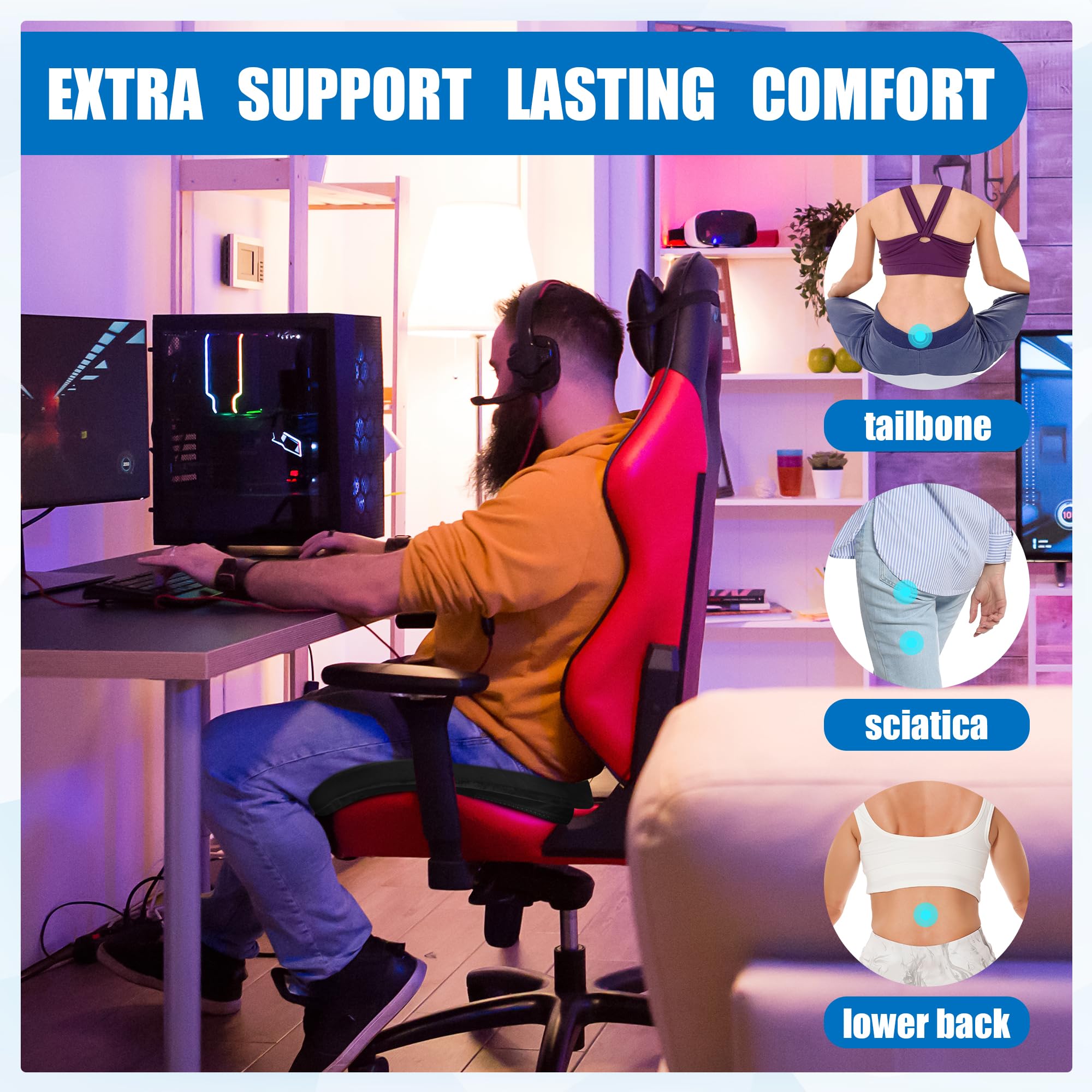 BALAPET cushion perfectly-fit design fits most gaming chairs for extended play.