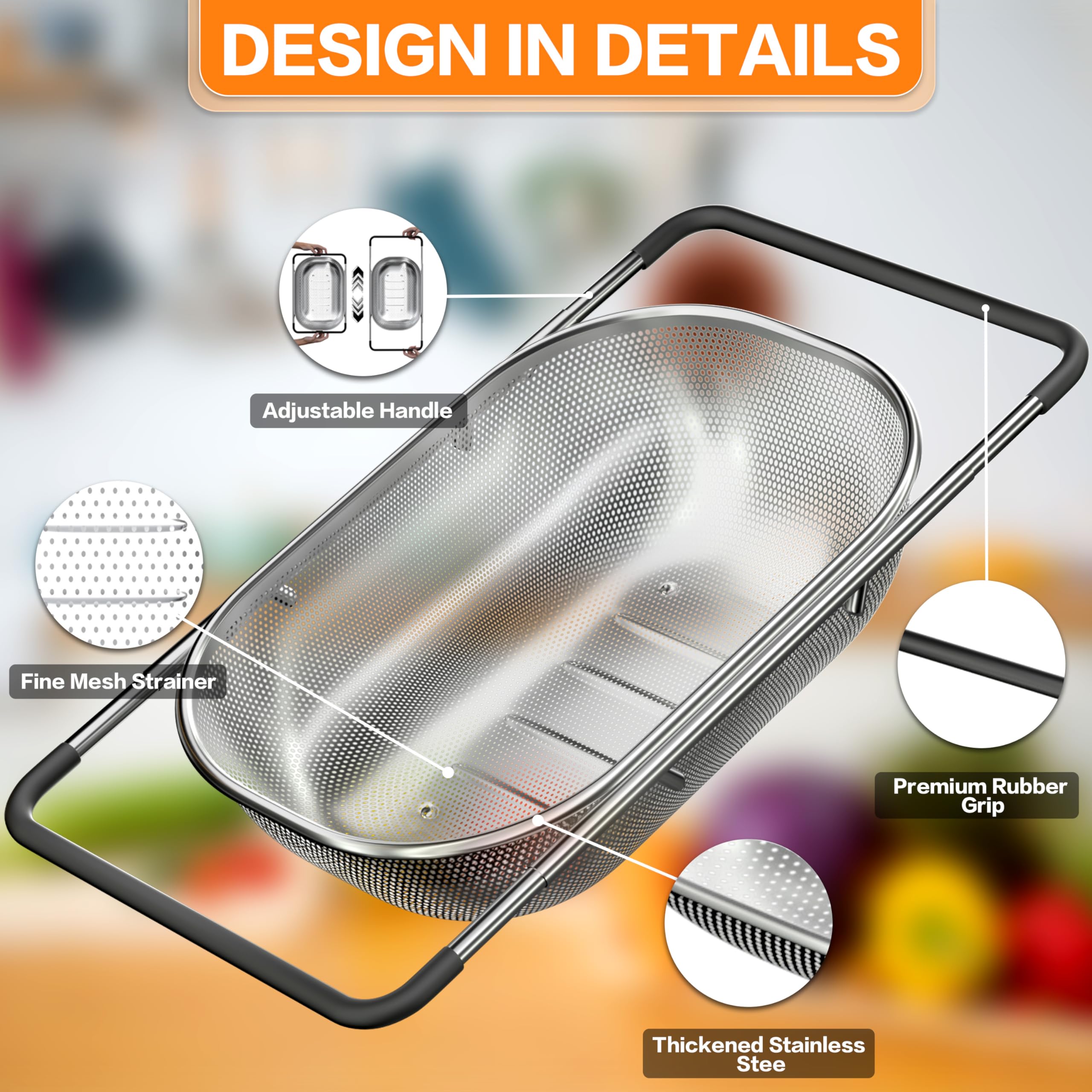 Balavina fine-mesh basket drains water quickly for vegetables and pasta.