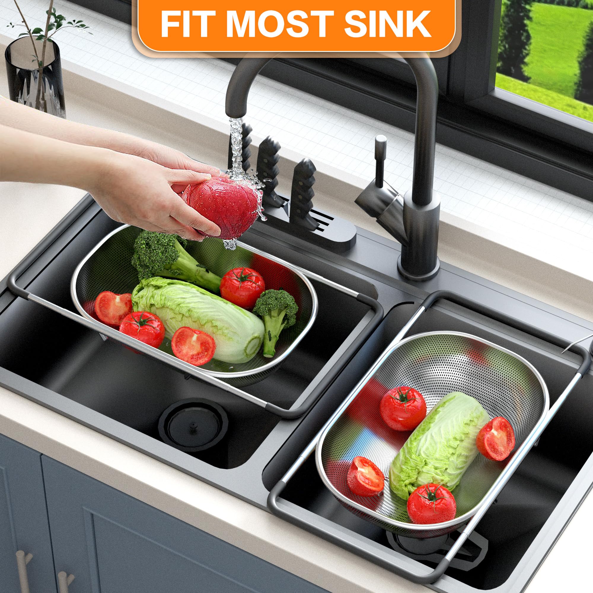 Balavina pasta draining capability handles hot water safely.