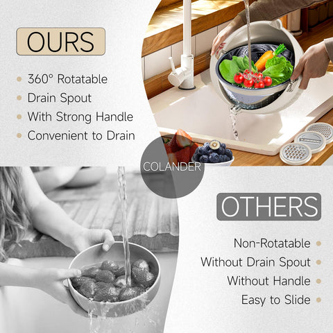 Balavina stainless steel colander detail shows durable, rust resistant construction.