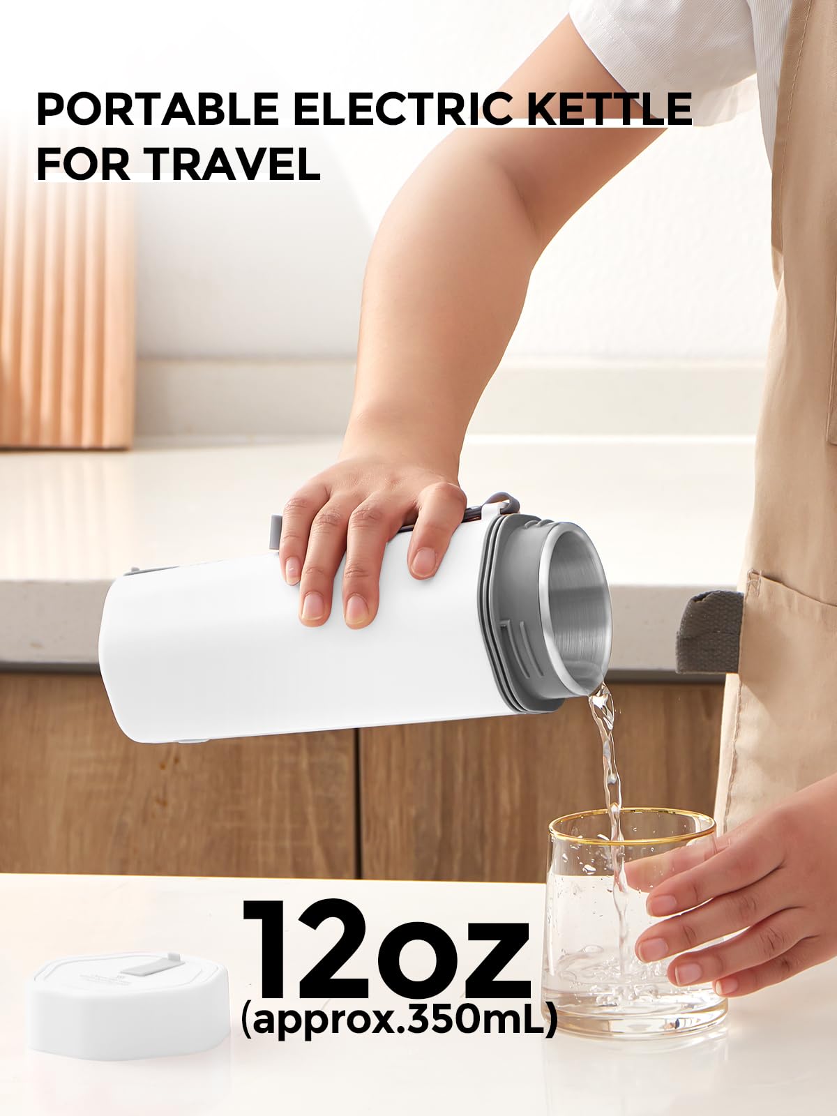 Balbali travel kettle white sleek design for office or travel