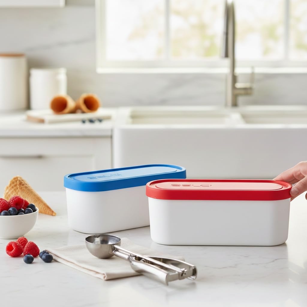 BALCI 2-pack holds up to four pints, reducing container clutter in the freezer.