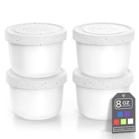 BALCI 8oz mini ice cream container with silicone lid for freezer storage
