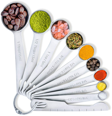 BALCI 9 spoons set with leveler for precise measurements in recipes