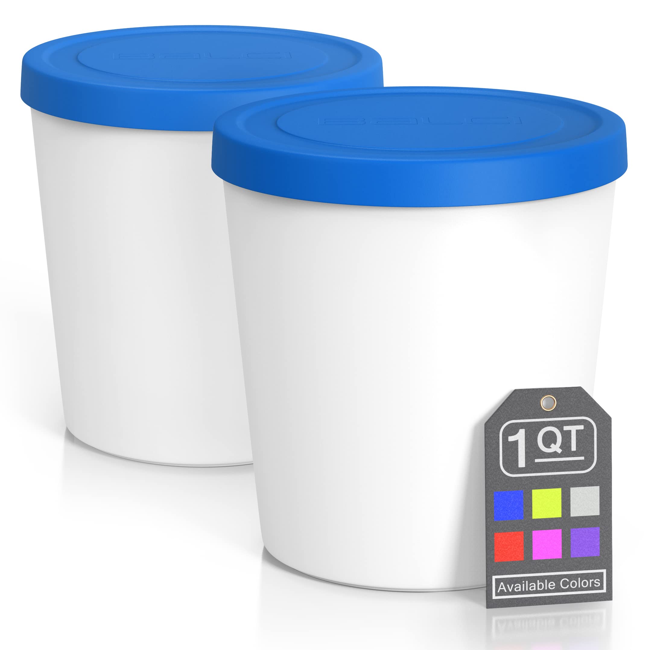 BALCI 2-pack ice cream containers for freezer storage with durable, reusable design.