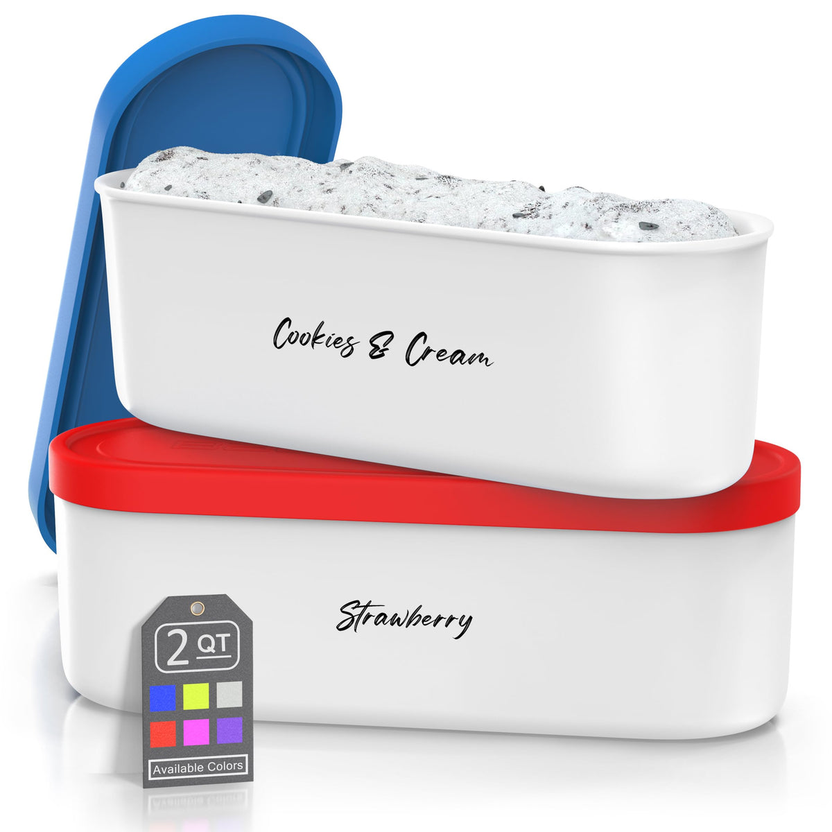 BALCI ice cream container 2-quart set provides compact, reusable freezer storage for homemade treats.