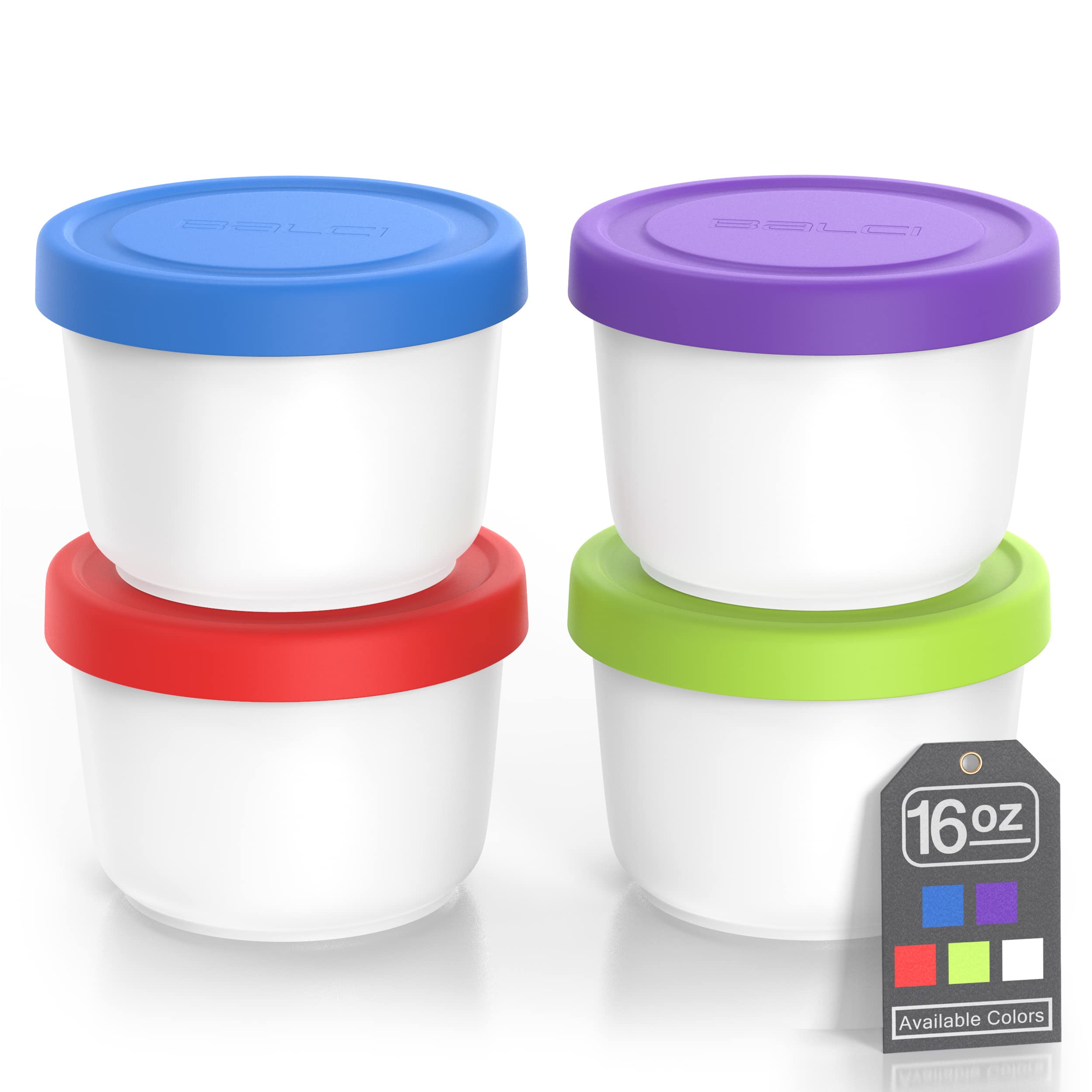 BALCI ice cream container set of four with lids for homemade flavors.