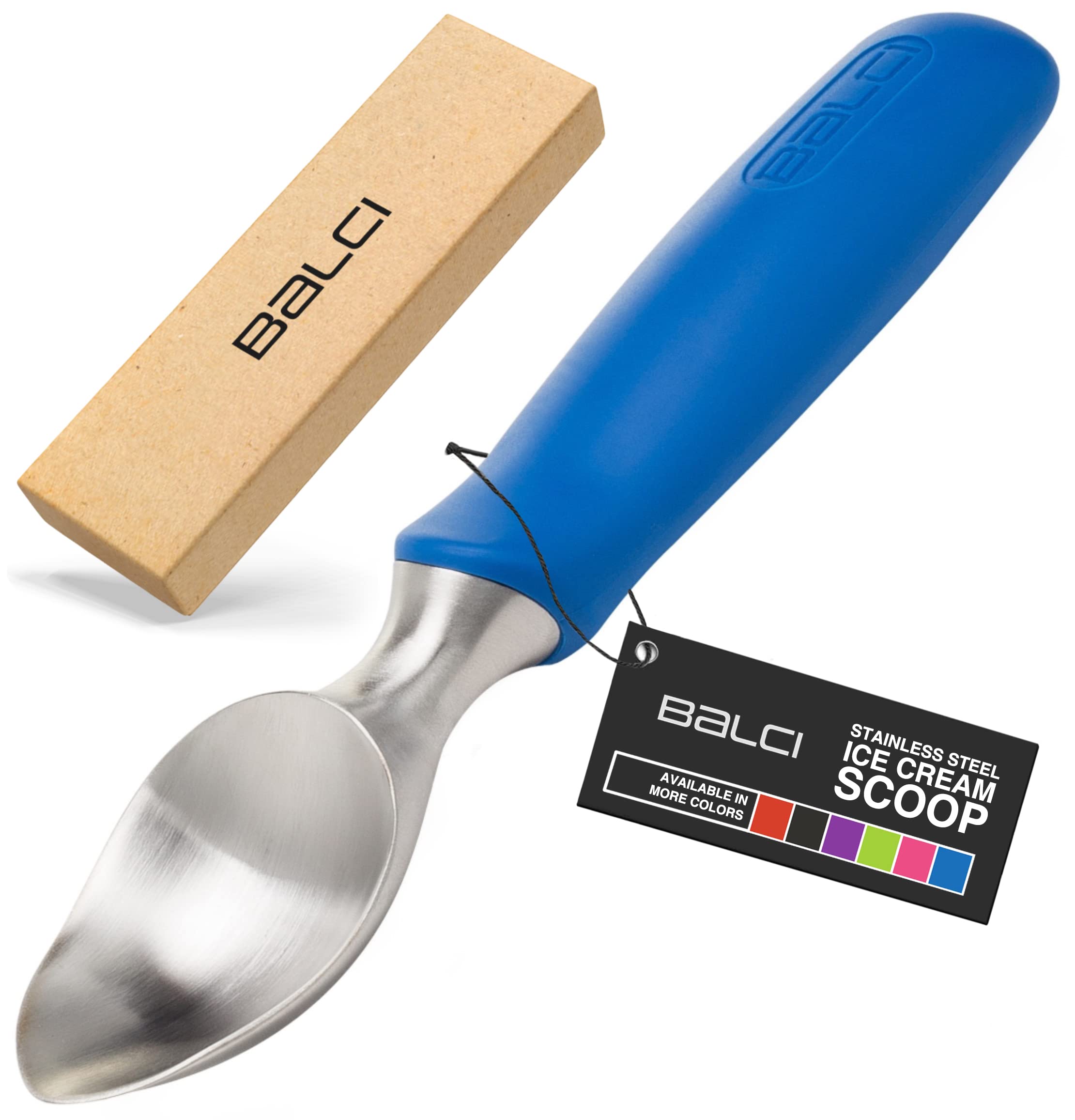Balci ice cream scoop in heavy-duty stainless steel for smooth scooping.