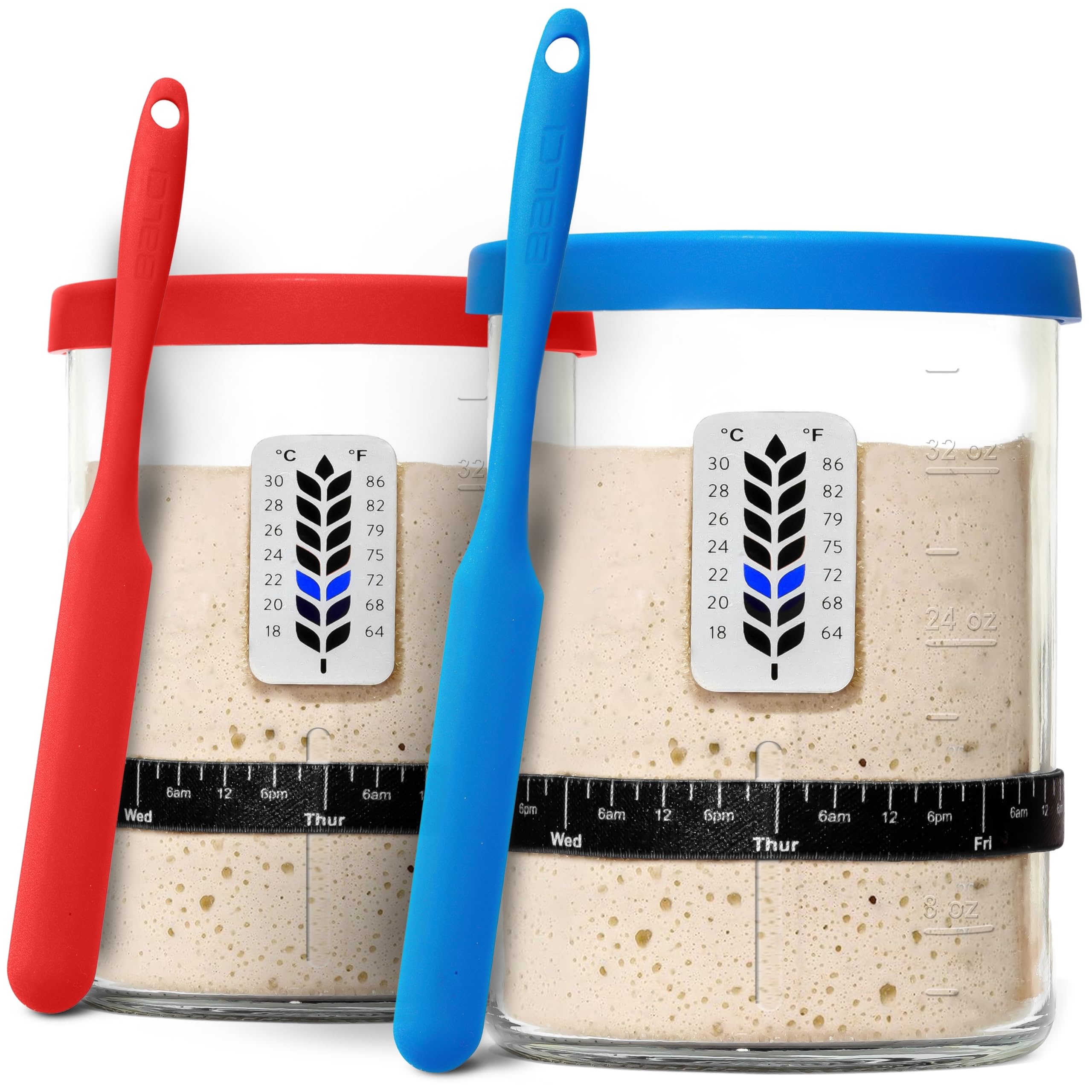 BALCI Premium Sourdough Starter Jar wide-mouth 40oz for easy ingredient handling and cleaning.