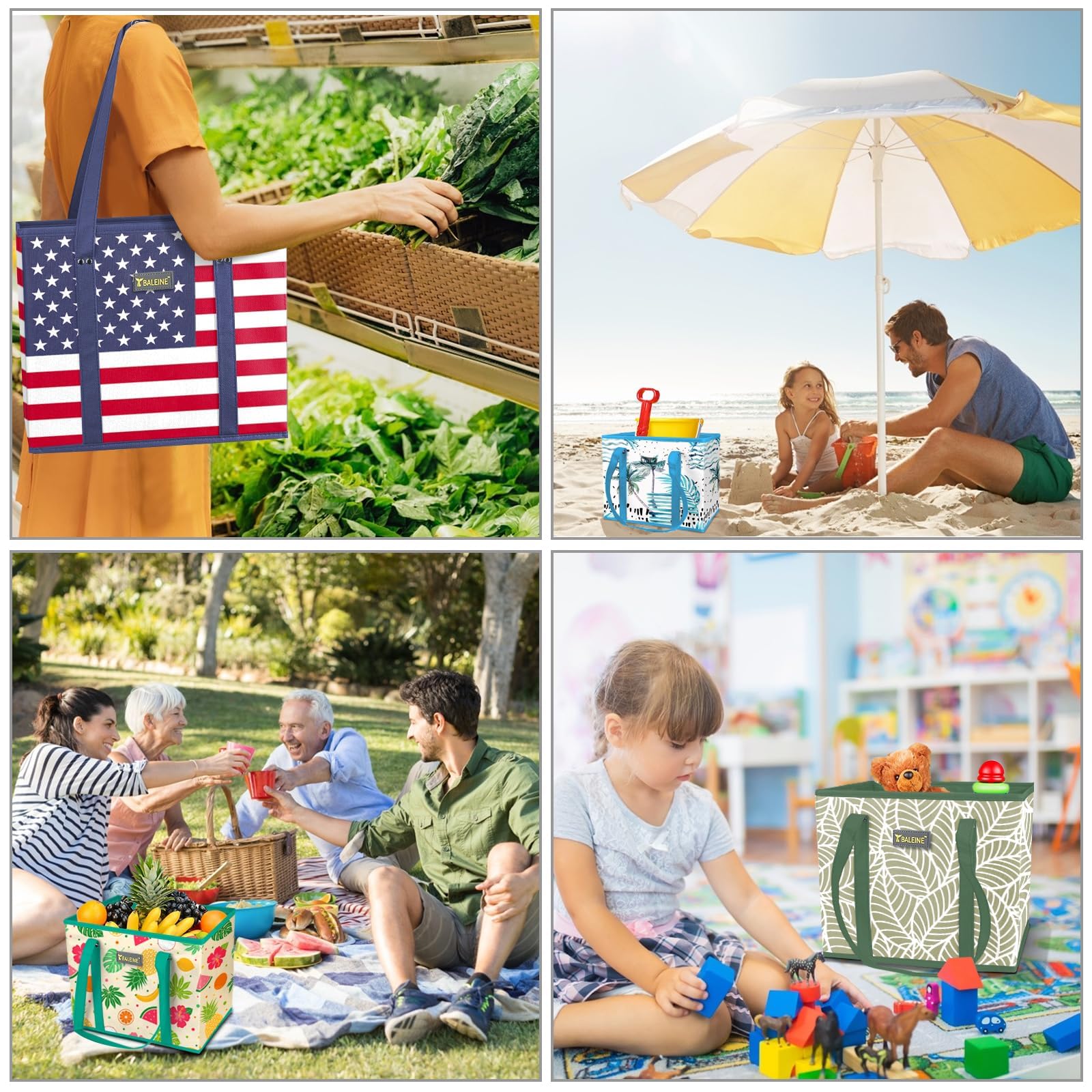 BALEINE extra-long 12in handles allow comfortable shoulder carrying.