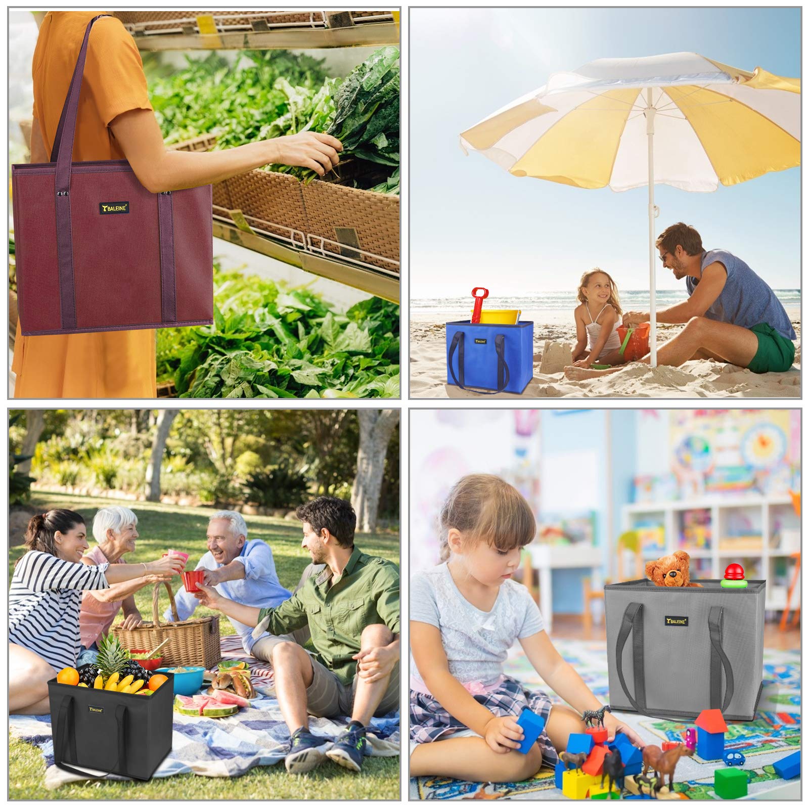 BALEINE extra-long 12-inch handles provide comfortable shoulder carrying.