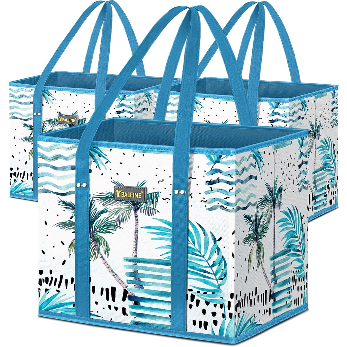 BALEINE Island Breeze 3-pack bags folded flat for compact storage and eco-friendly trips.