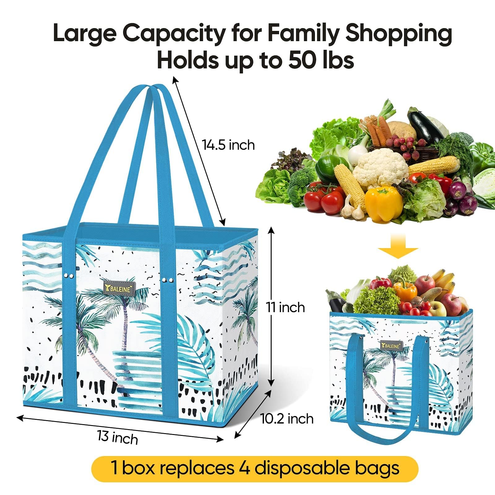 BALEINE Island Breeze bags in a grocery cart arranged for organized shopping.