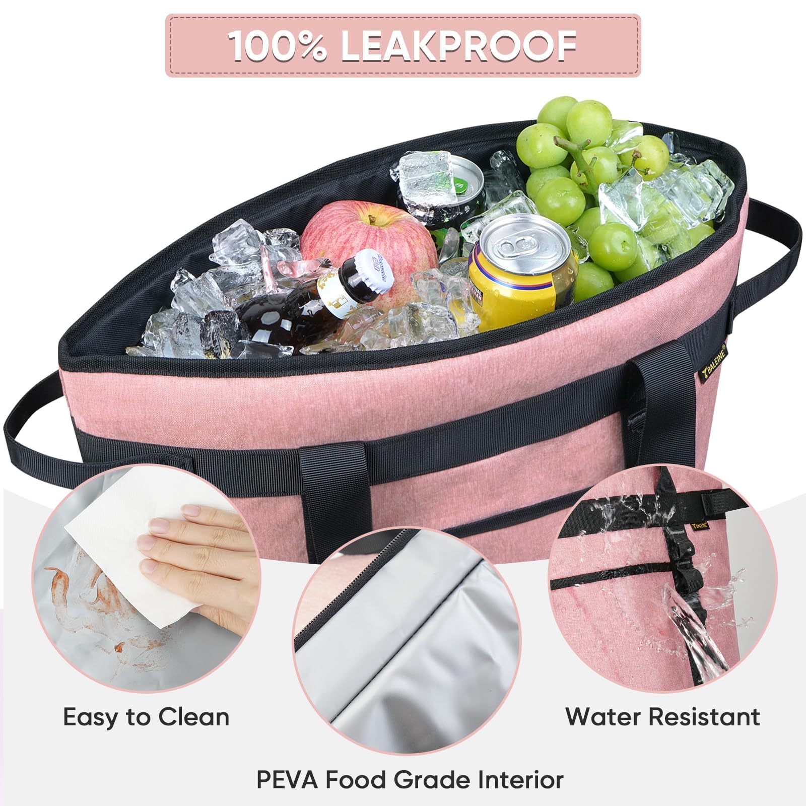 BALEINE teal cooler bag collapsed flat for compact storage.