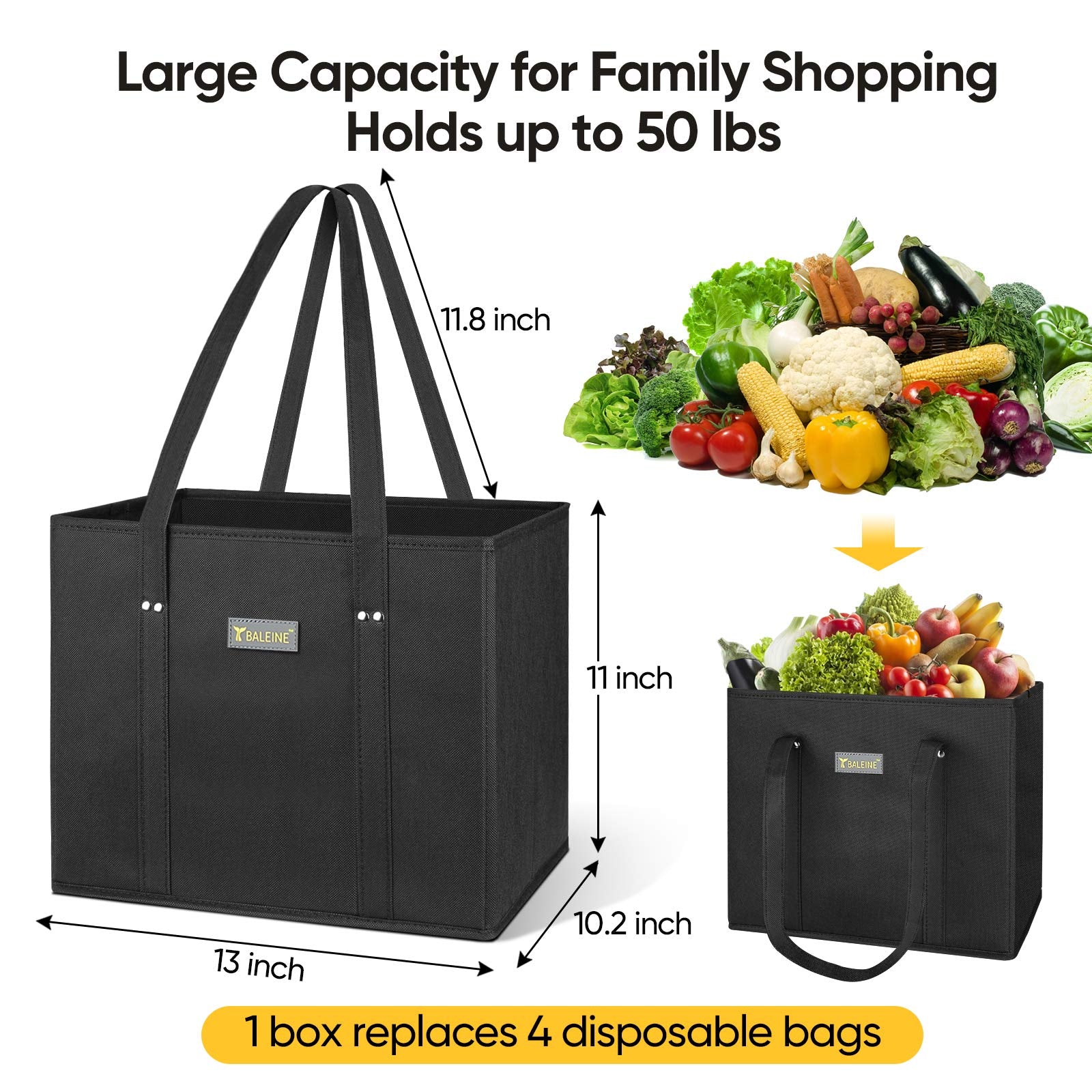 BALEINE reinforced-bottom tote bag ideal for heavy groceries.