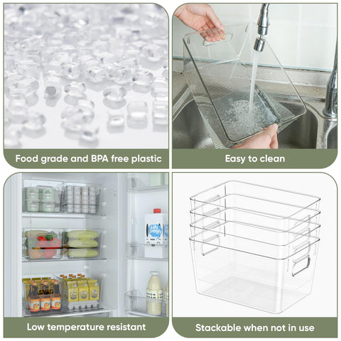 BALEINE stackable bin in fridge storage keeps cans and snacks neatly arranged.