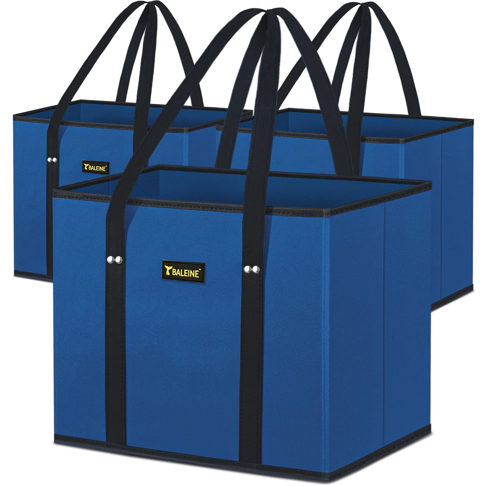 BALEINE 3Pk reusable blue bags folded compactly for storage.