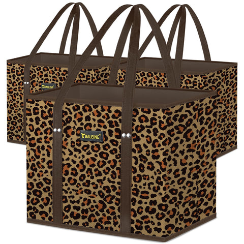 BALEINE leopard reinforced-bottom reusable grocery bag ideal for heavy items