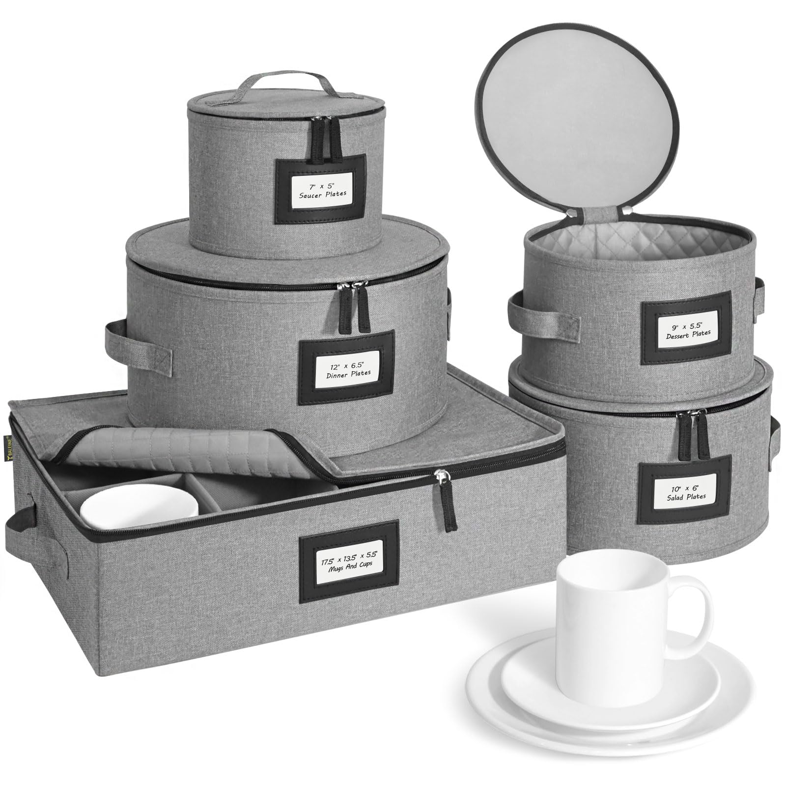 BALEINE china storage container with hard-shell grey front window for quick content identification
