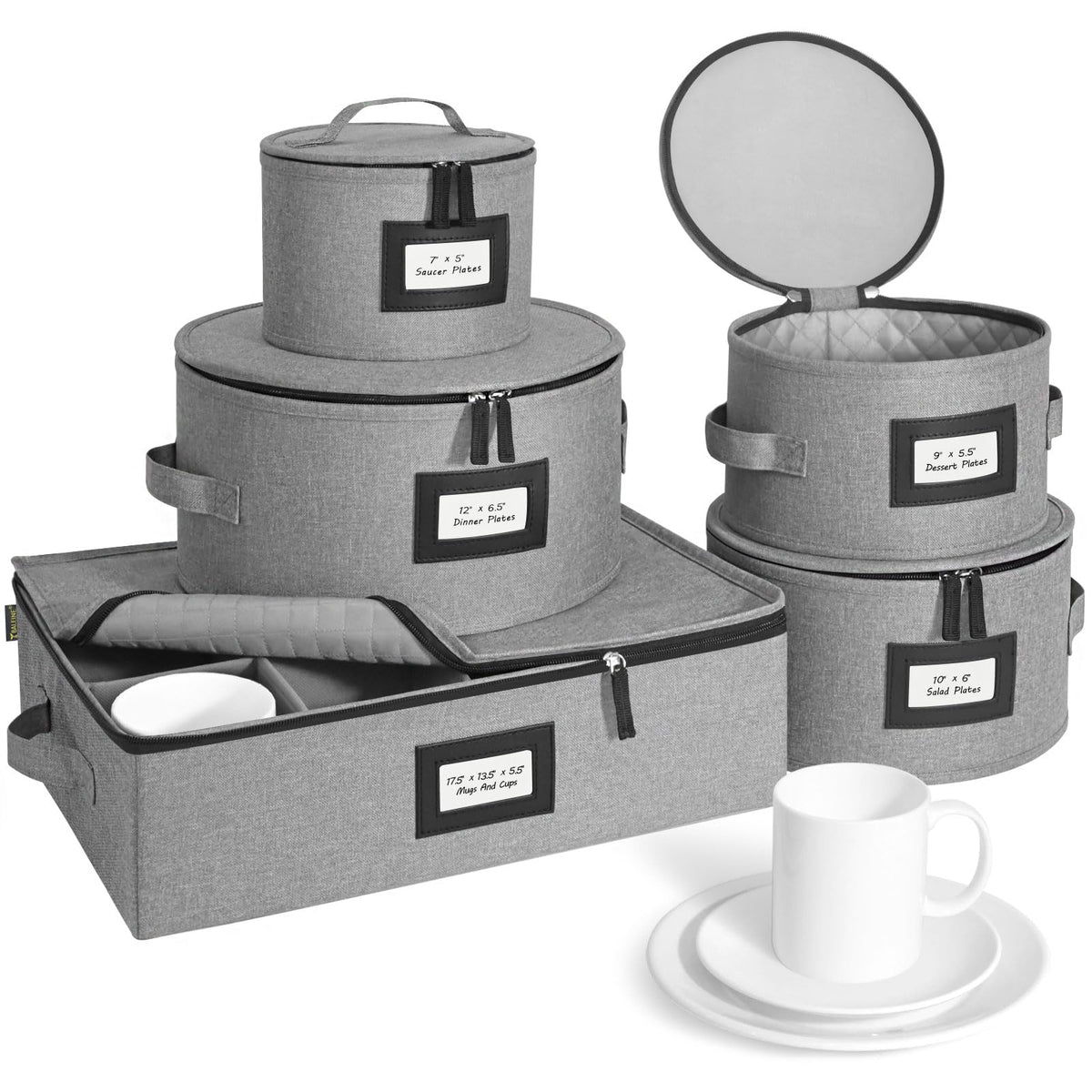 BALEINE china storage container with hard-shell grey front window for quick content identification