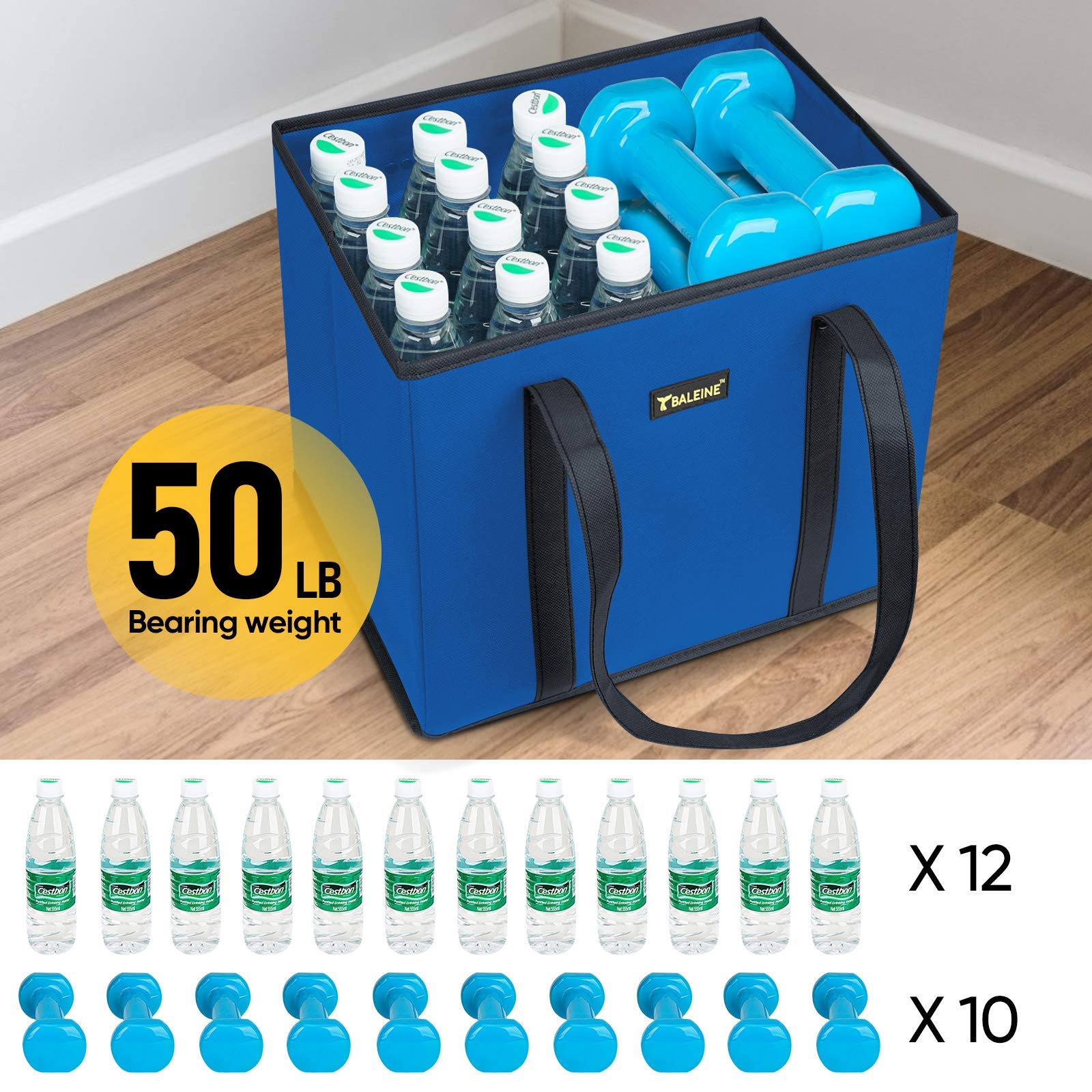 BALEINE large tote fits grocery cart or trunk.