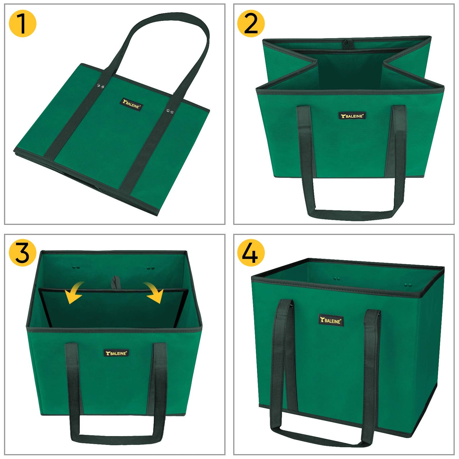 BALEINE fold-flat storage design simplifies keeping bags ready for next trip