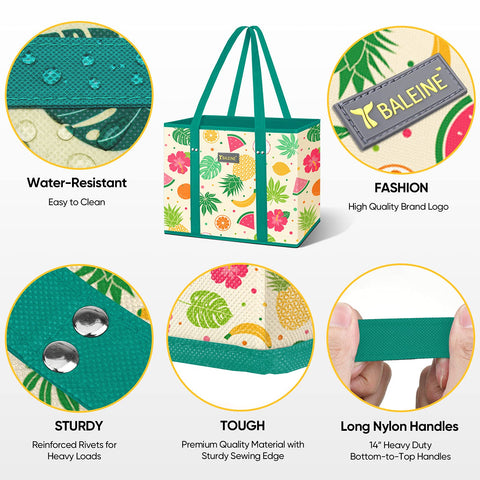 BALEINE Hawaiian Brunch bags folded flat for compact storage after shopping.