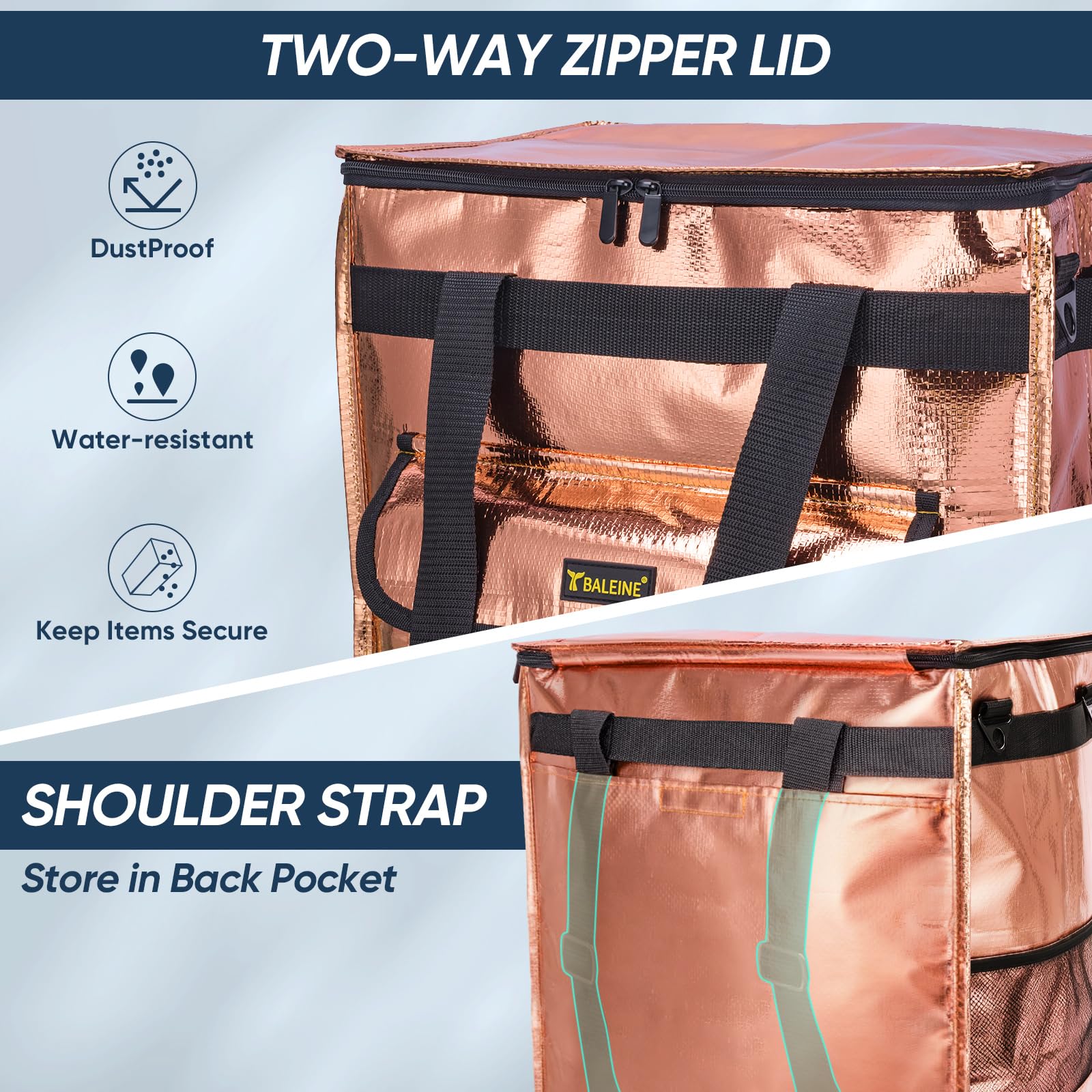 BALEINE design with multiple handles and detachable long strap for flexible use.
