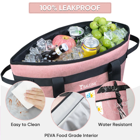 BALEINE pink cooler bag in grocery cart for shopping