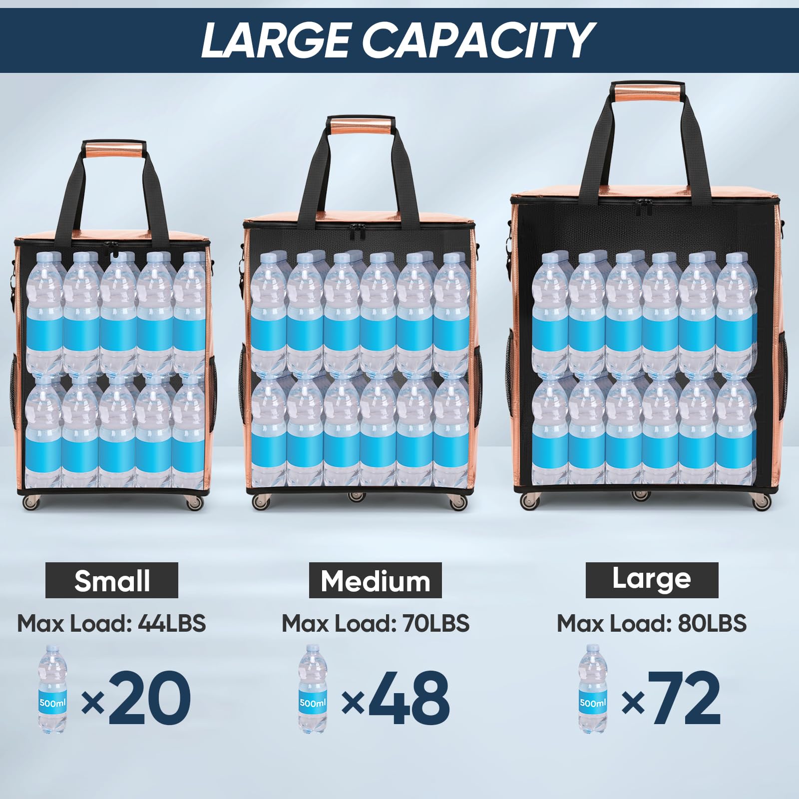BALEINE rolling tote suited for groceries, laundry, travel, and picnics.