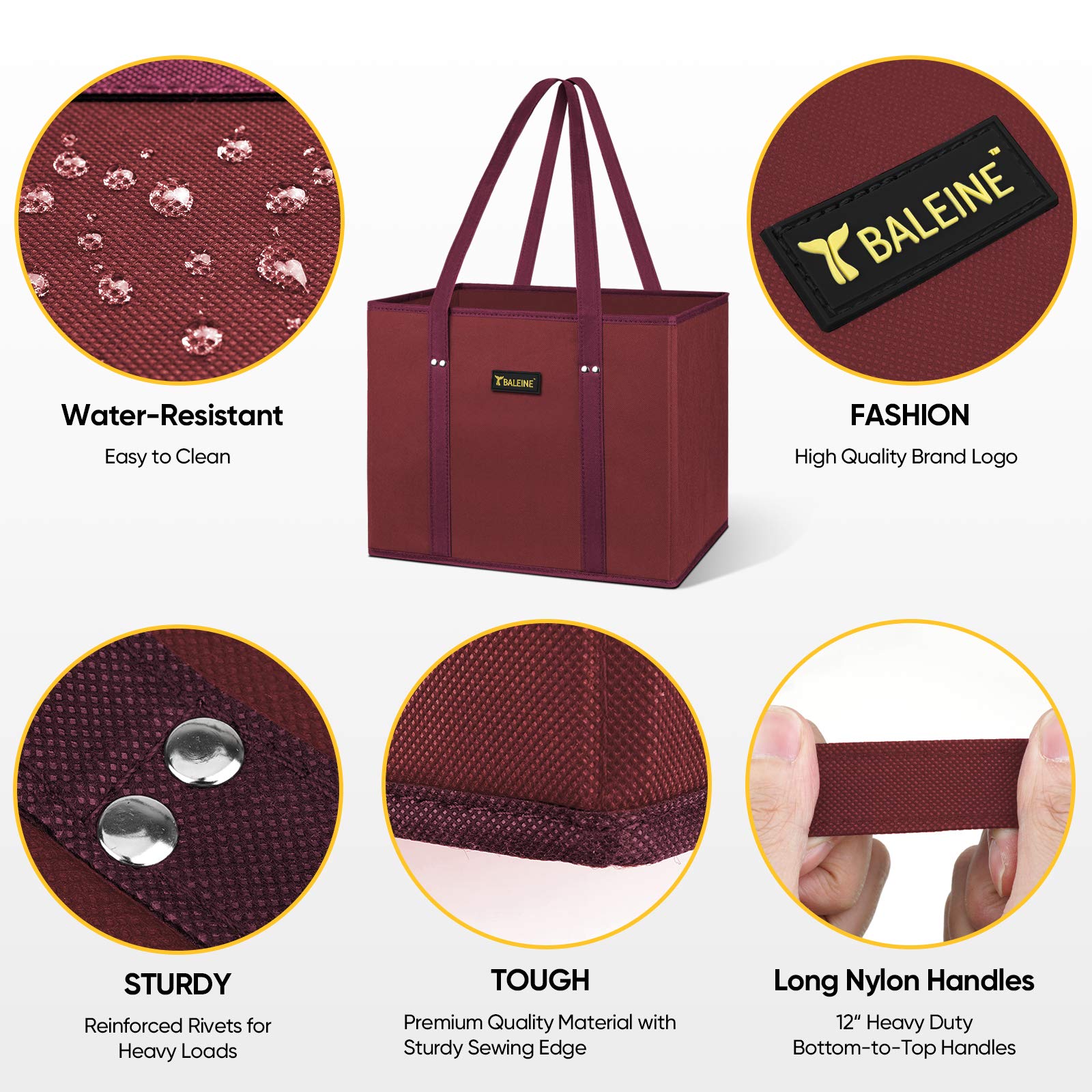 BALEINE water resistant grocery bags for outdoor shopping and quick cleaning