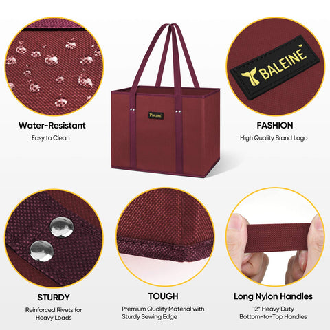 BALEINE water resistant grocery bags for outdoor shopping and quick cleaning
