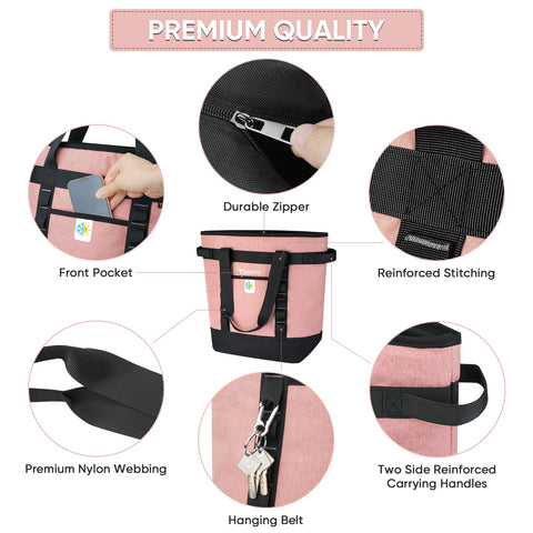 BALEINE zippered-top insulated tote pink keeps contents secure