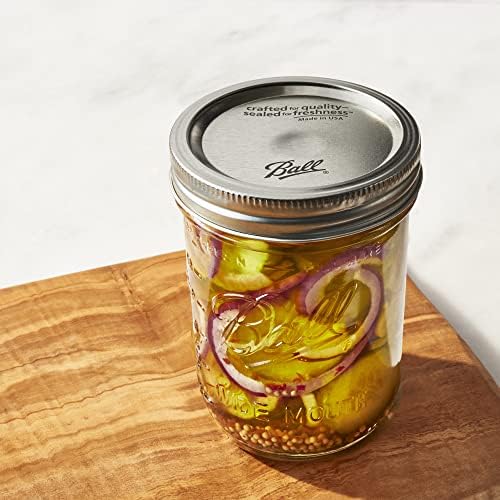 Ball 16oz glass jar close-up highlighting sturdy construction.
