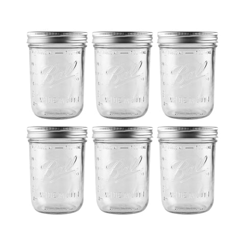 Ball 16 oz wide-mouth jar with pour focus for easy canning and storage