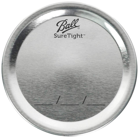 Ball jar with metal lid and band offers secure, reusable sealing.