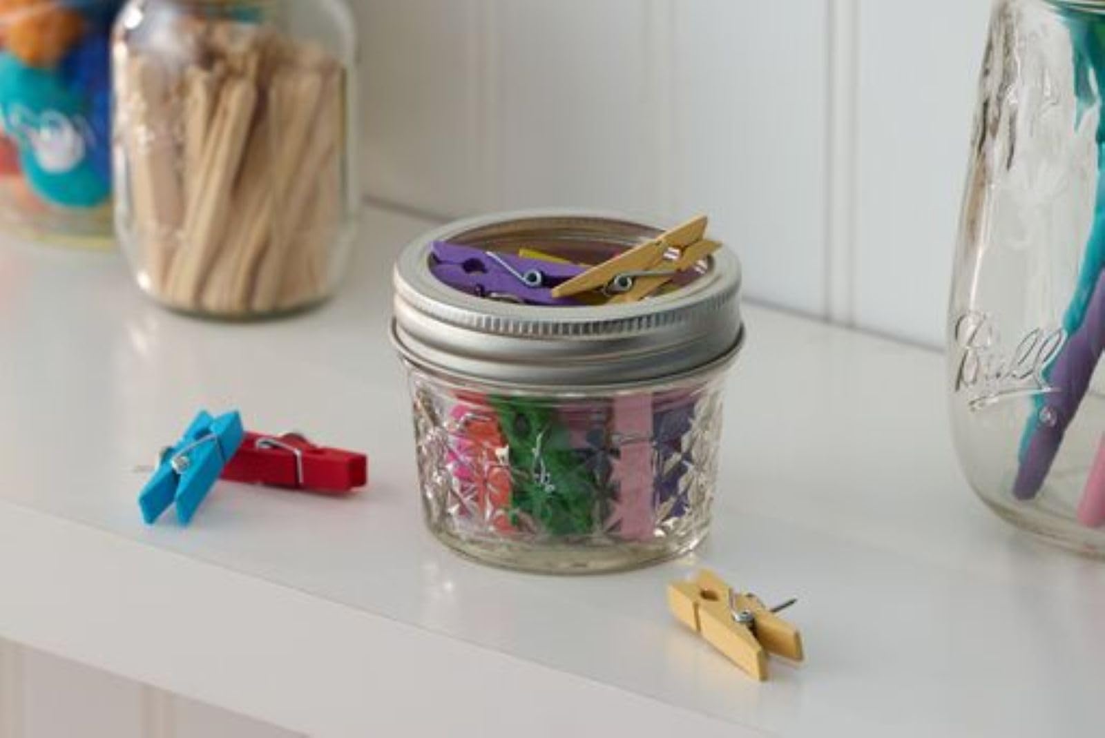 Ball crystal jar supports craft gifts with neatly labeled contents.