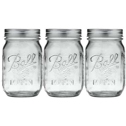Ball regular-mouth 16oz mason jar with lids and bands for versatile canning