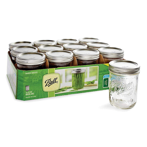 Ball jar with lids and bands ideal for gifting homemade treats.
