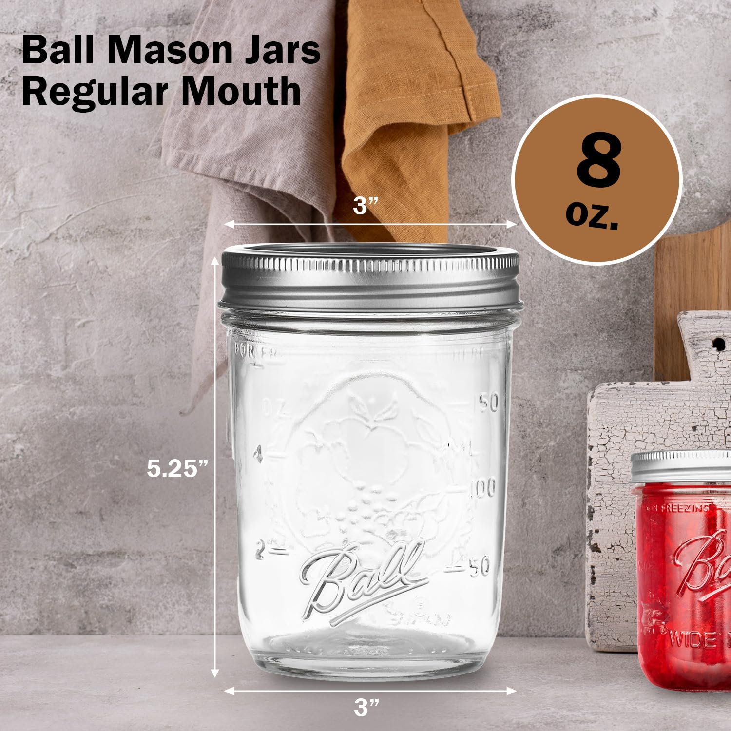 Ball Mason jar with airtight seal lids helps maintain freshness and prevent spills.