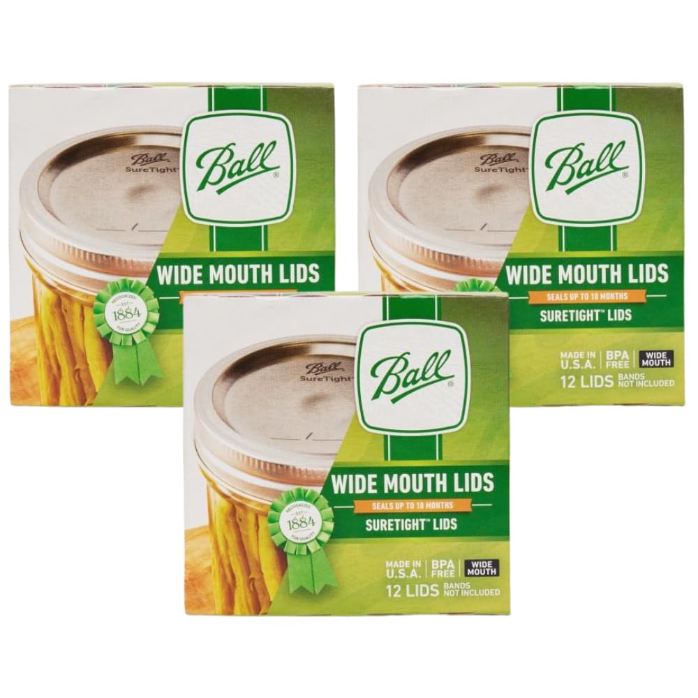 Ball Mason jar lids for wide-mouth jars seal freshness on 86 mm jars.