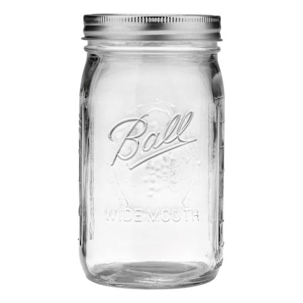 Ball Quart wide-mouth jars front view, showcasing a convenient two-pack.
