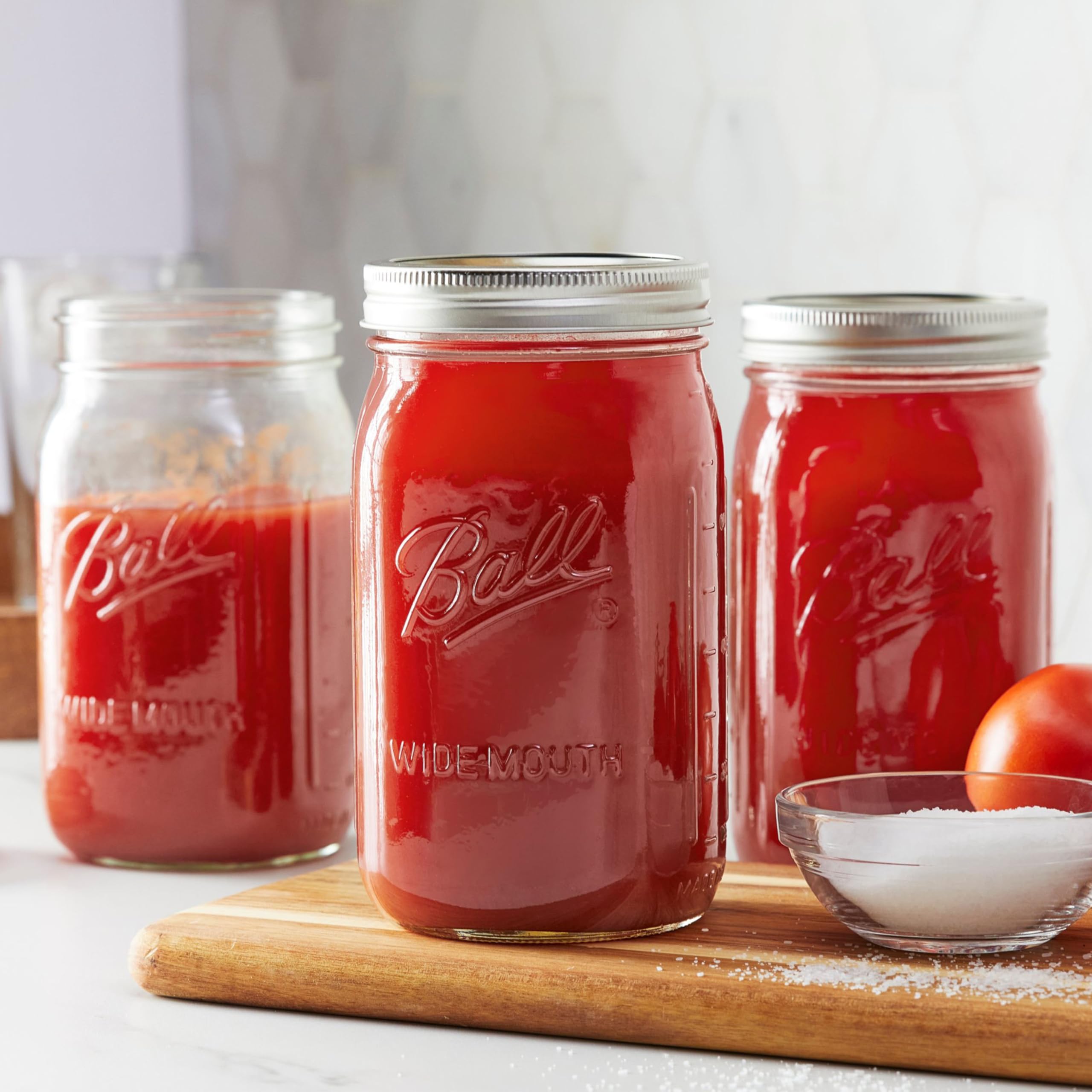 Ball Quart jars ideal for storing dry goods in the pantry.